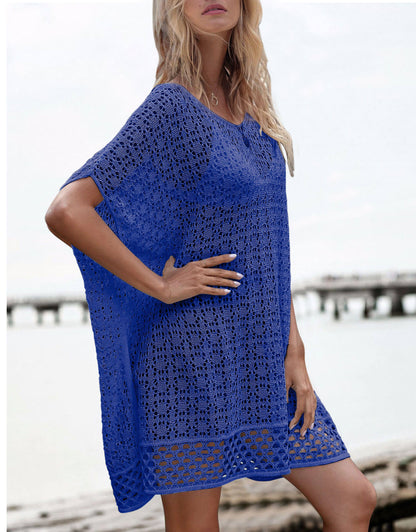 Women's wave loose woven short-sleeved Cover up