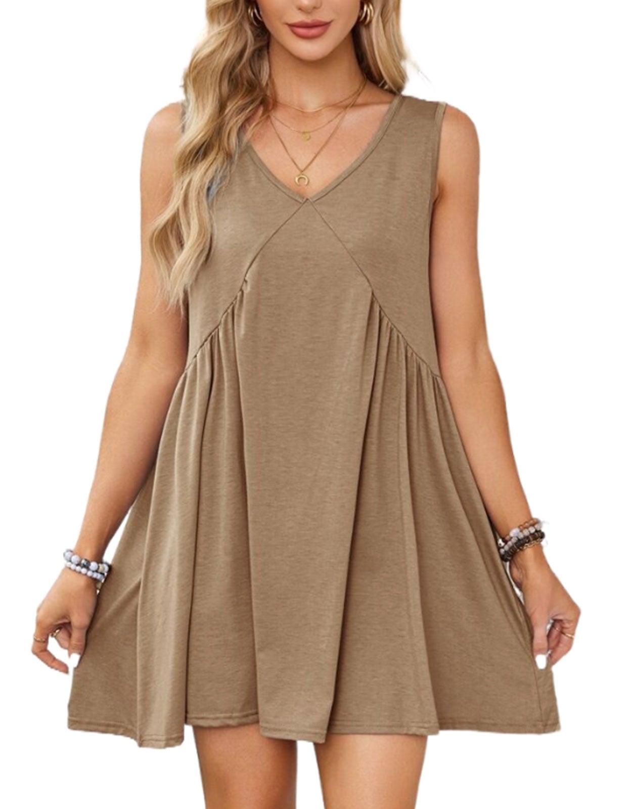 Casual Summer V-Neck Pocket Mini Dress