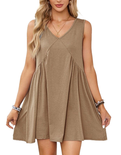 Casual Summer V-Neck Pocket Mini Dress