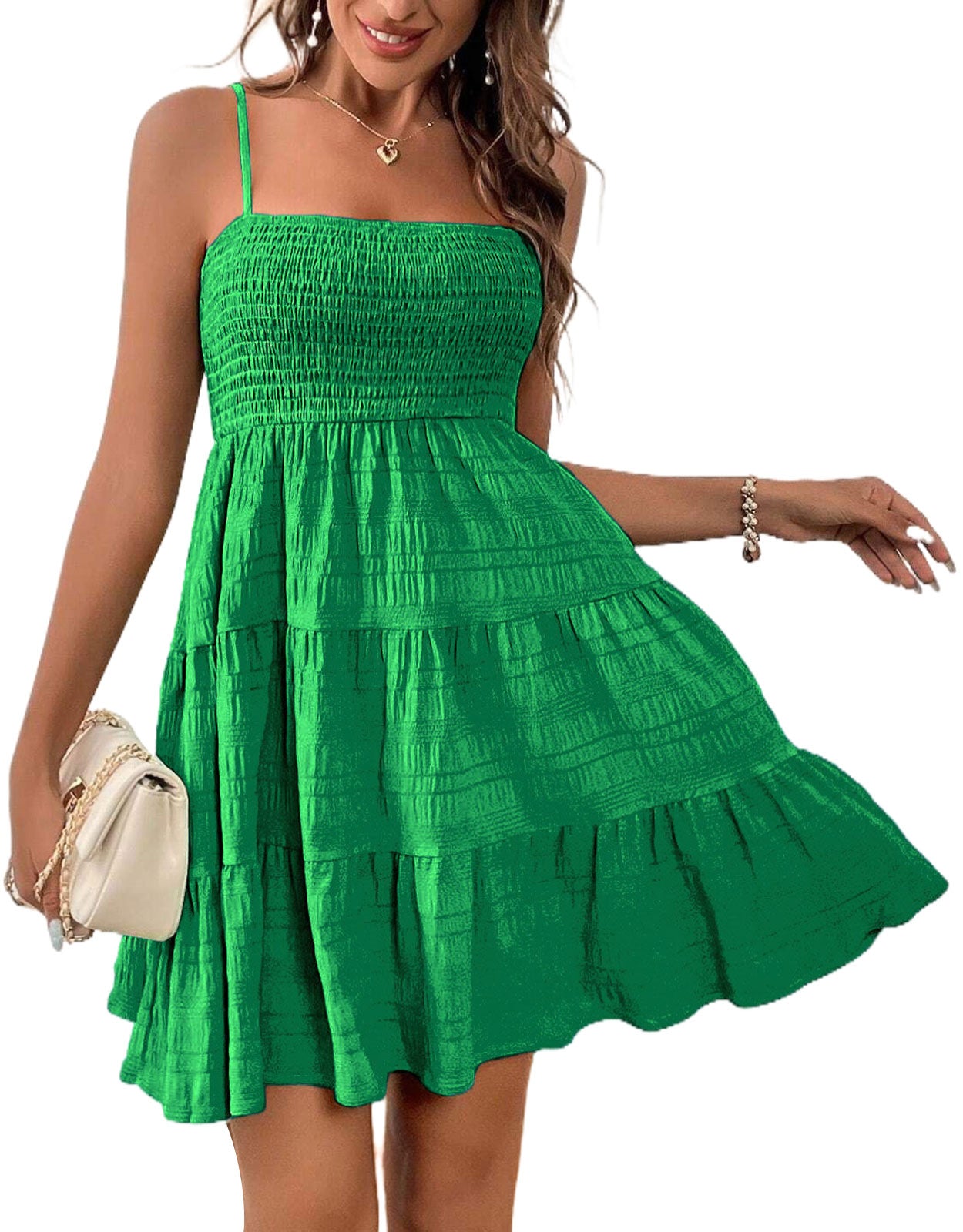 Suspender Pleated Mini Tank Dress