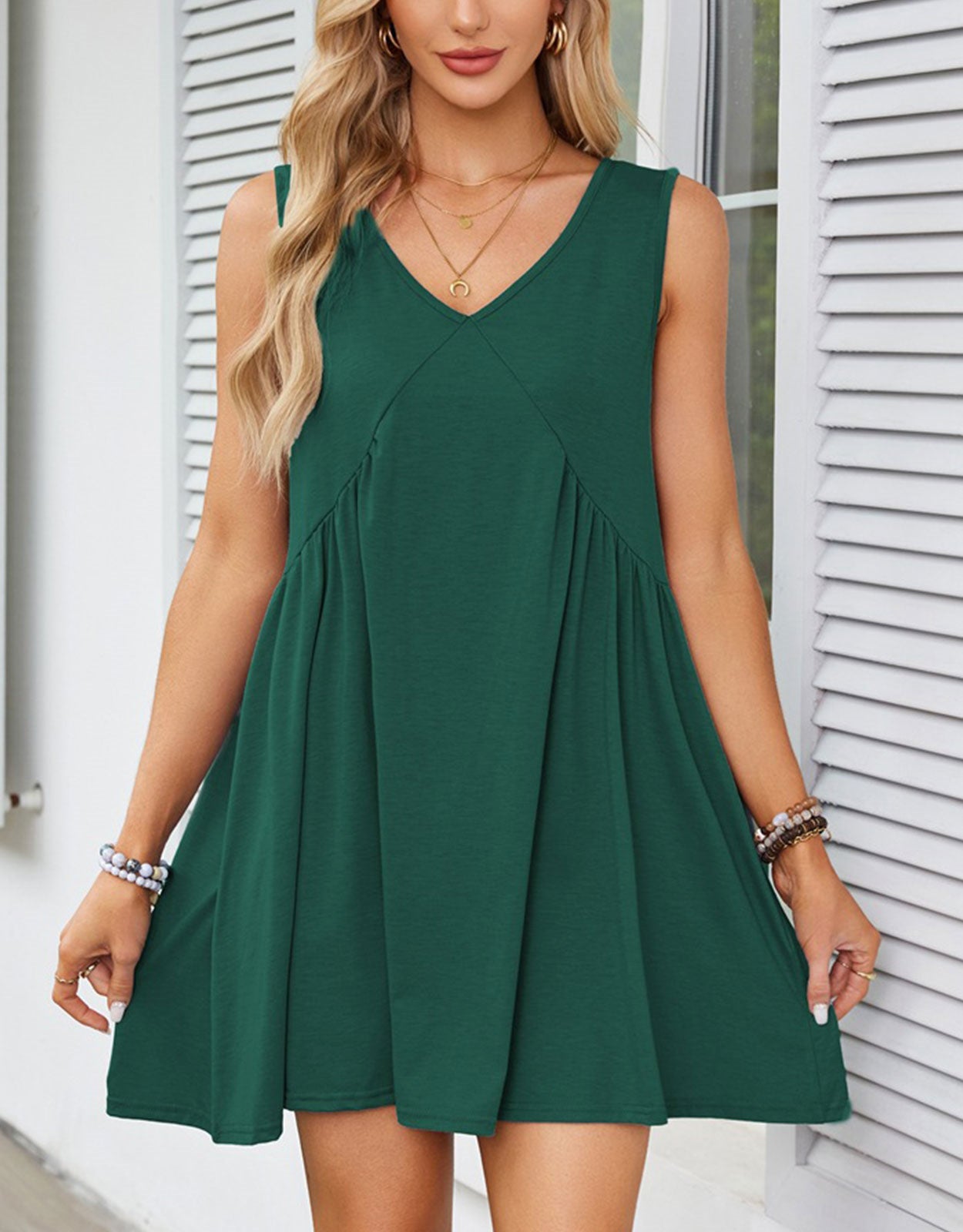 Casual Summer V-Neck Pocket Mini Dress