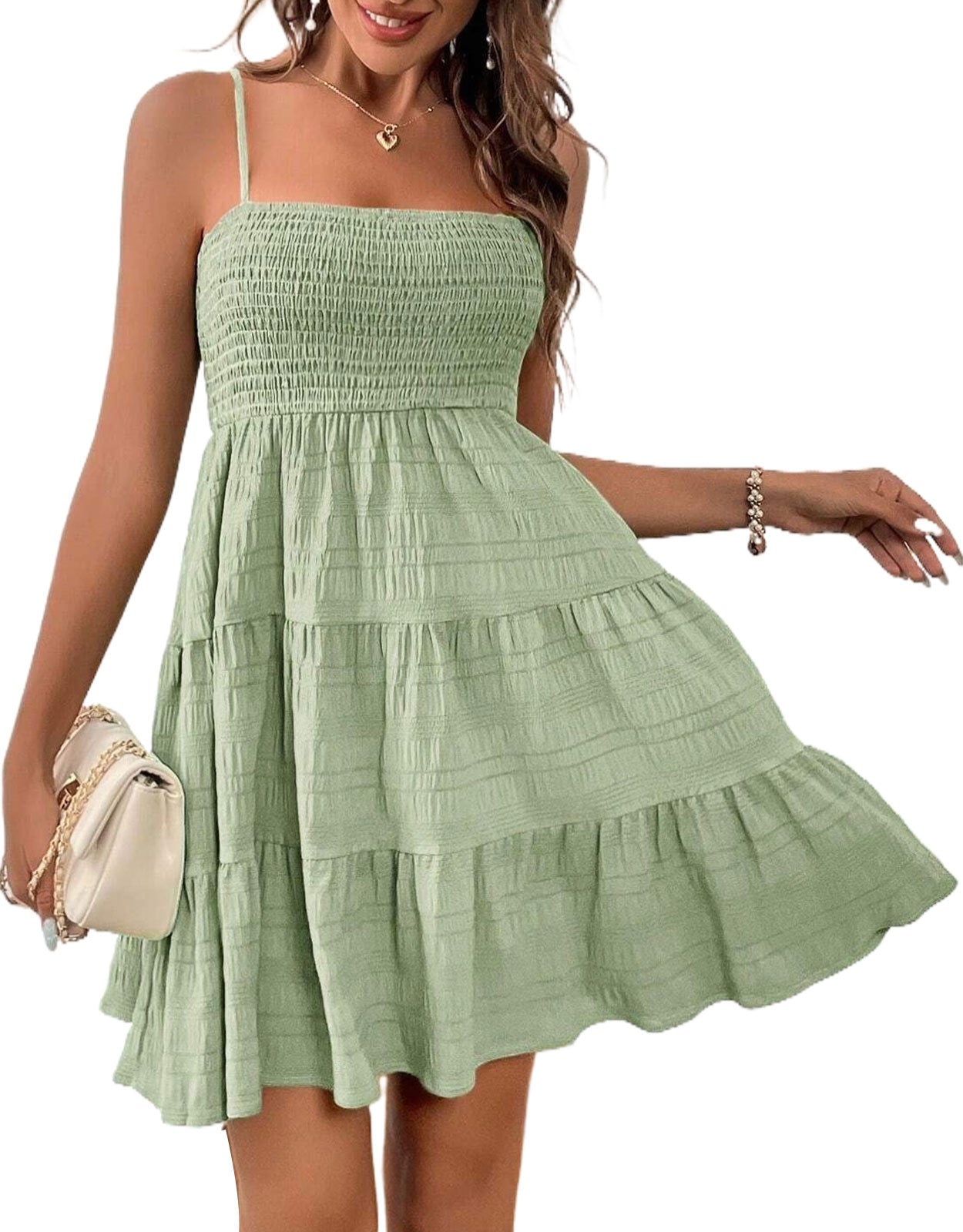 Suspender Pleated Mini Tank Dress