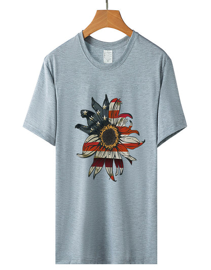 Summer Sunflower Flag Print T-Shirt