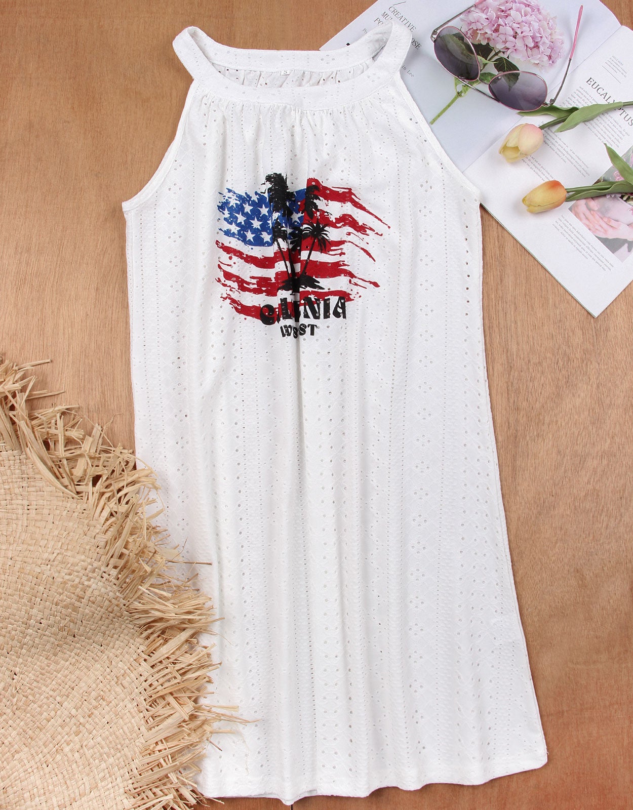 USA Flag Island Tank Top Lightweight Dress Cover Up