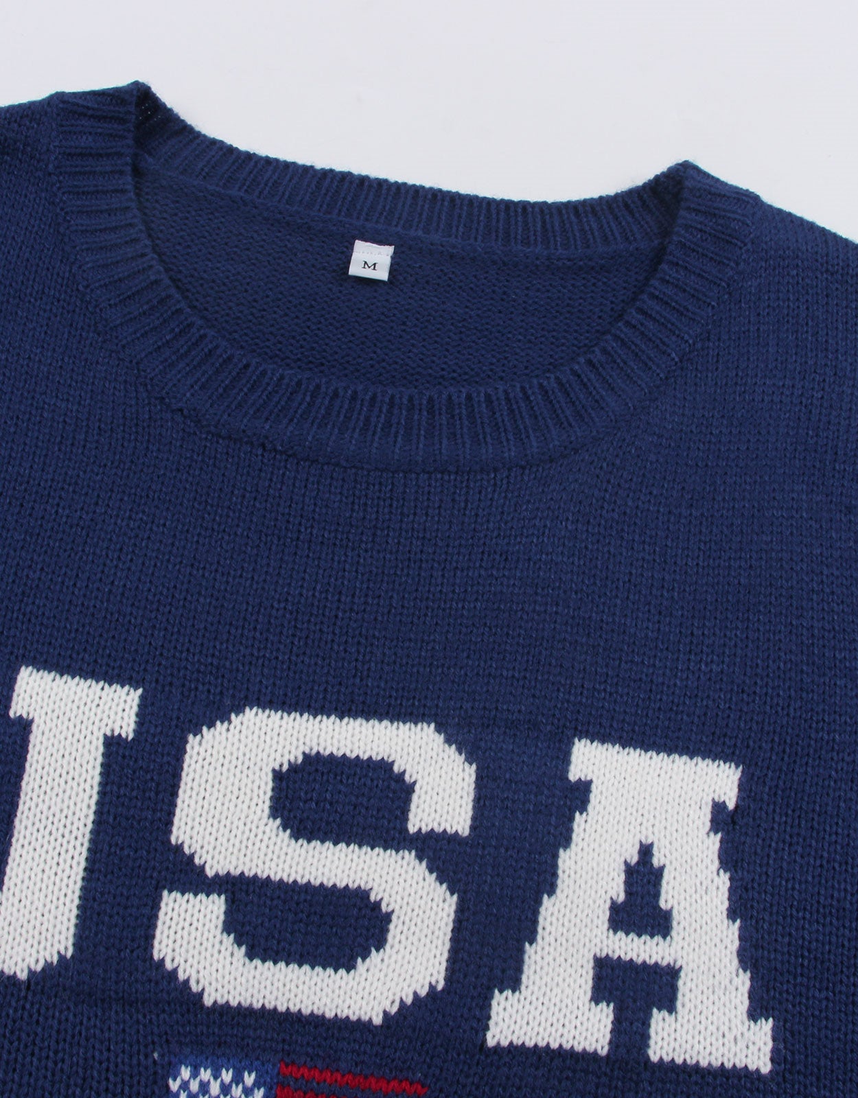 USA Flag Loose Long Sleeve Crewneck Sweater