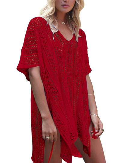 Women's Fringed Open Knit Beach Cover-up