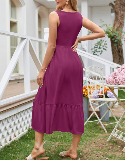 Summer suspender pleated long dress