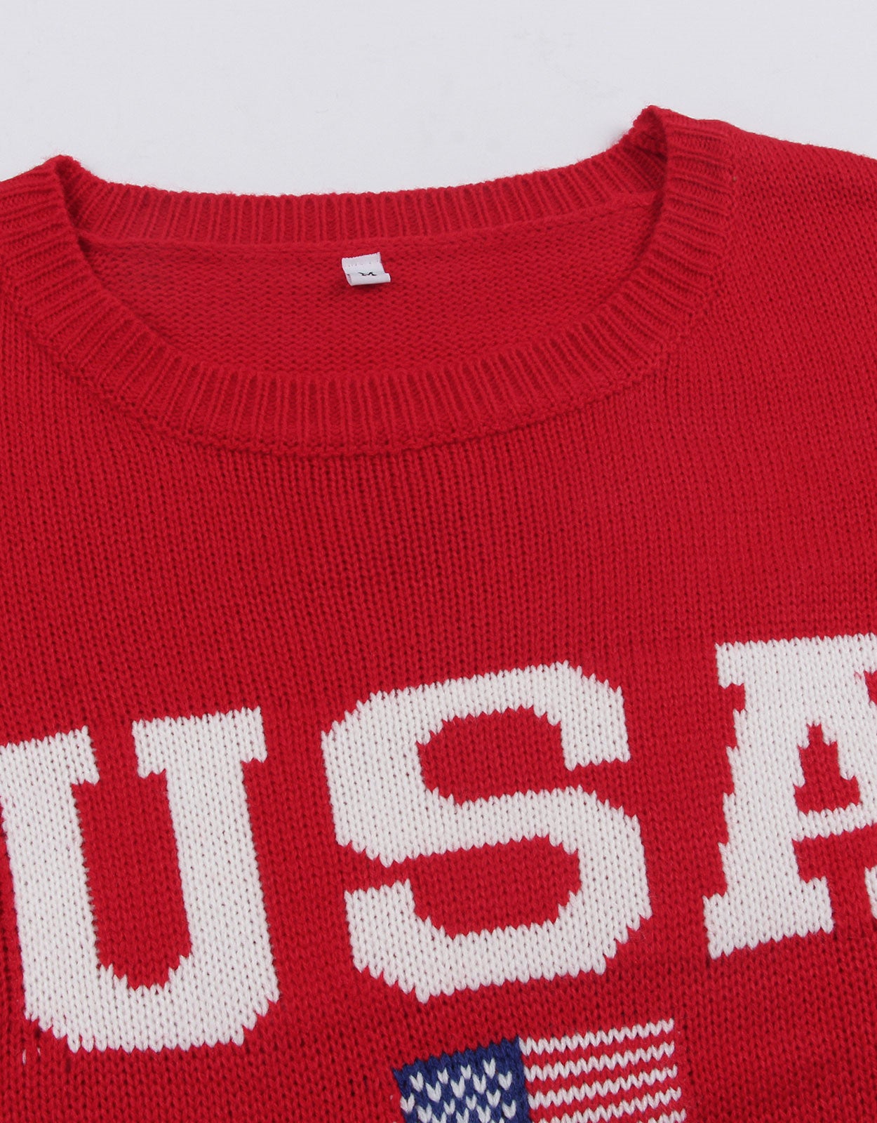 USA Flag Loose Long Sleeve Crewneck Sweater
