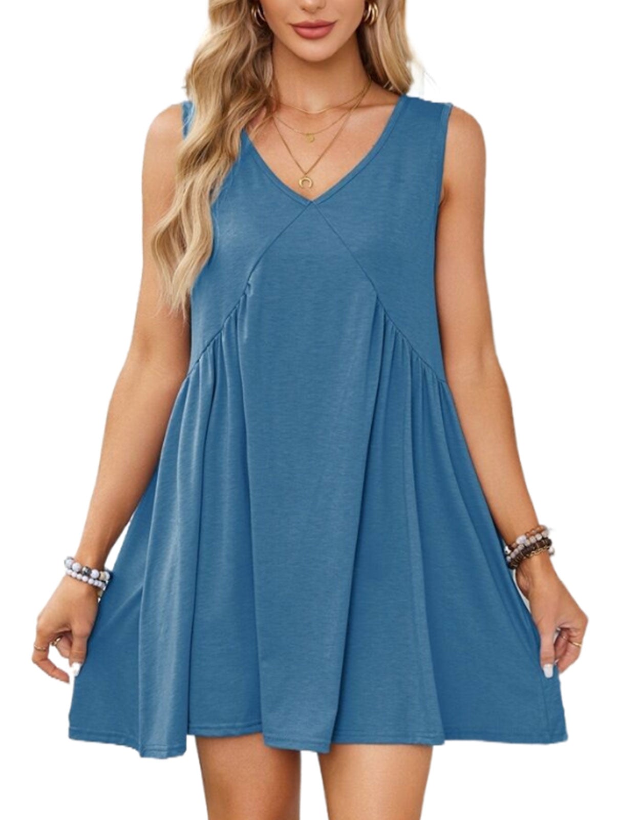 Casual Summer V-Neck Pocket Mini Dress