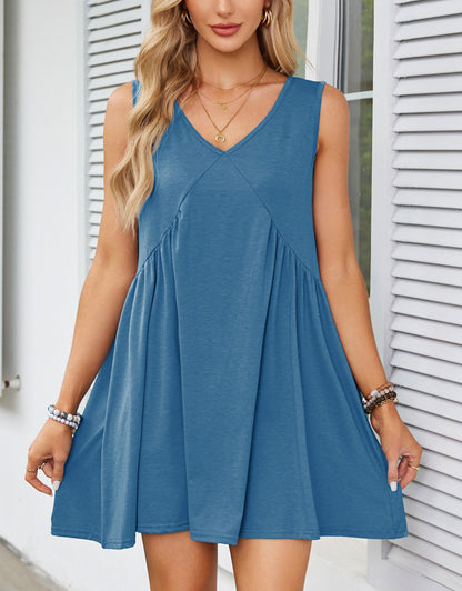 Casual Summer V-Neck Pocket Mini Dress