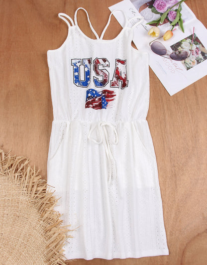 USA  Flag PrintedPrinted Women's Swimsuit Cover-up