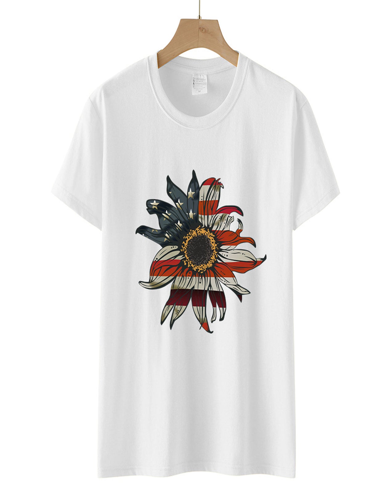 Summer Sunflower Flag Print T-Shirt