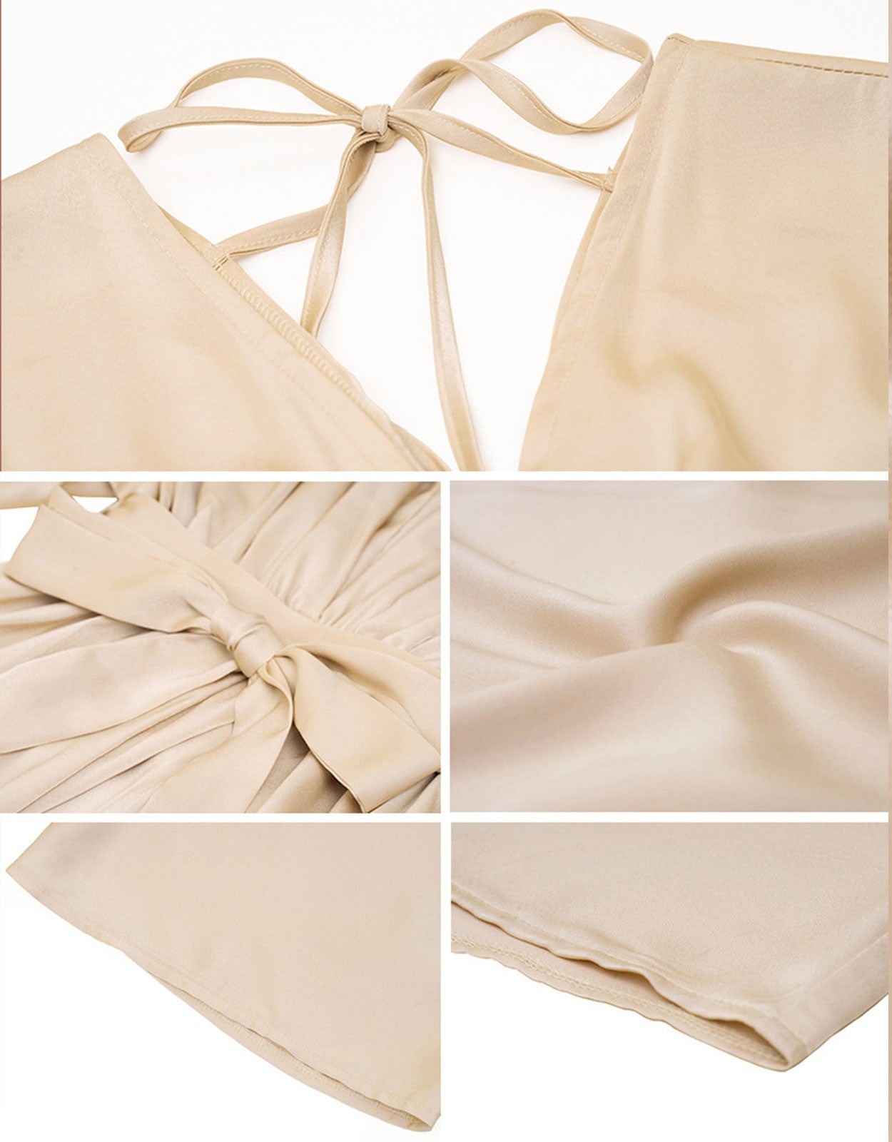 V-Neck Satin High Waist Loose Dress