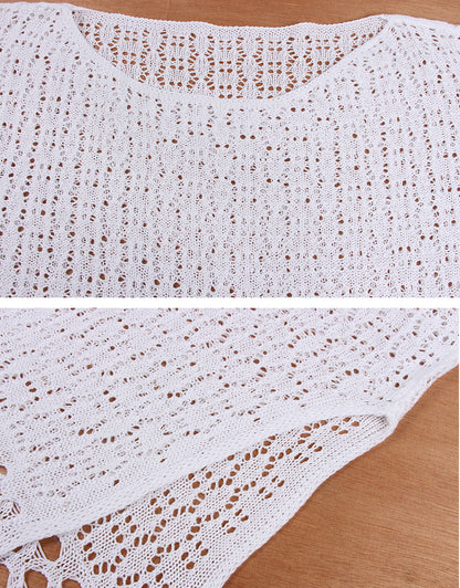 Women's wave loose woven short-sleeved Cover up