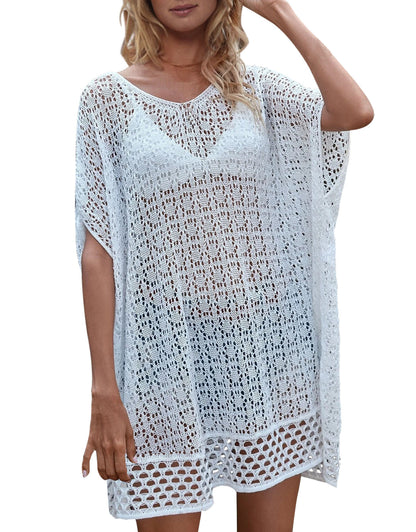 Women's wave loose woven short-sleeved Cover up