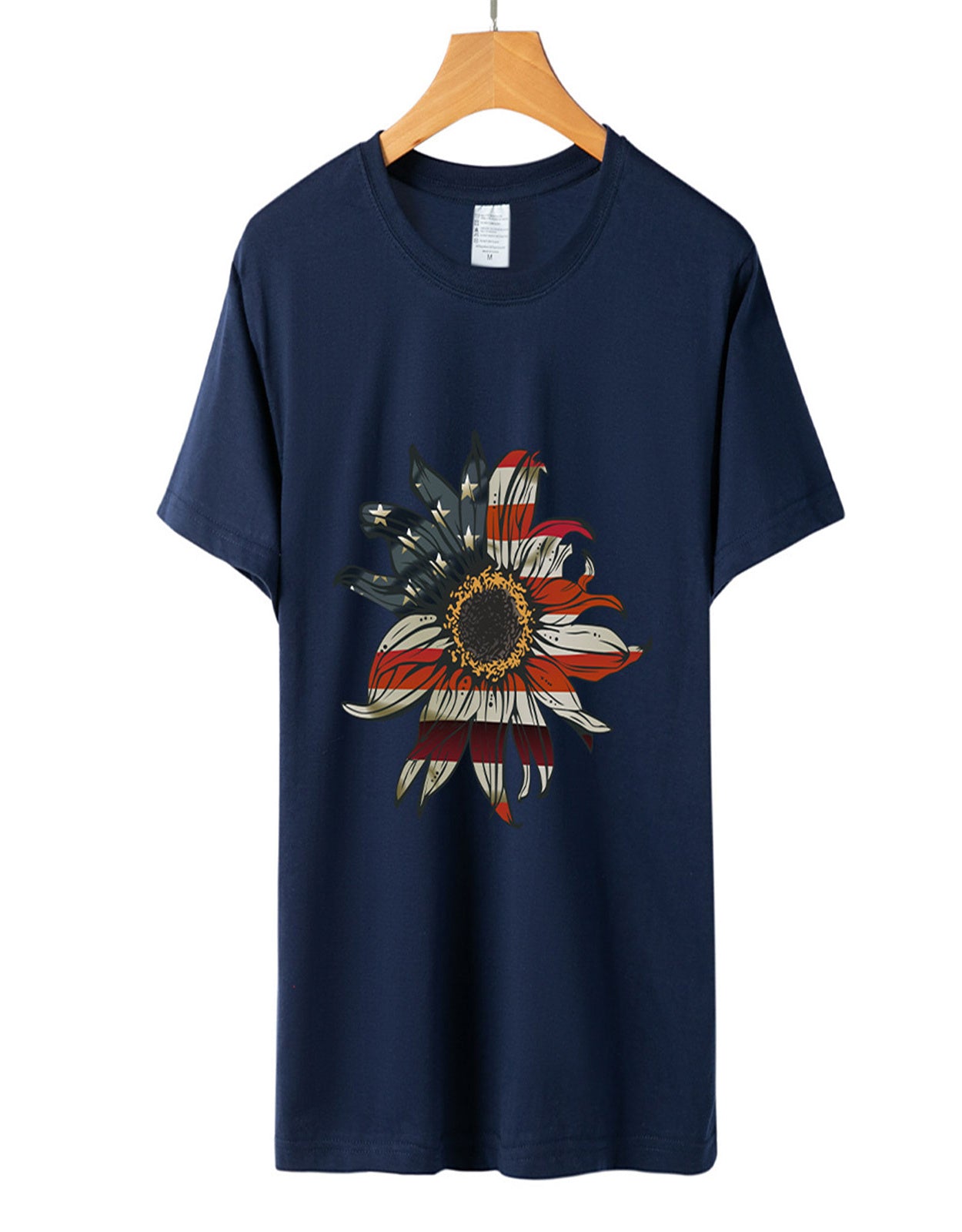 Summer Sunflower Flag Print T-Shirt