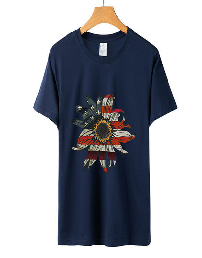 Summer Sunflower Flag Print T-Shirt