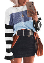 Load image into Gallery viewer, Striped Color Block Casual Loose Knitted Pullover
