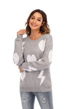 Load image into Gallery viewer, Cute Lightning Valentine Heart Sweater Grey XL
