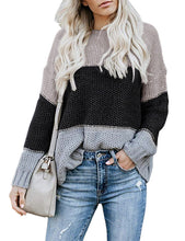 Load image into Gallery viewer, Color Block Striped Pullover Knit Jumper
