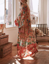 Load image into Gallery viewer, Long Rayon Floral Print Kimono Coverup
