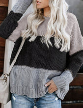 Load image into Gallery viewer, Color Block Striped Pullover Knit Jumper
