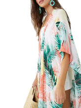 Load image into Gallery viewer, Rayon Leaf Print Kimono Coverup
