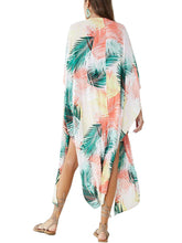 Load image into Gallery viewer, Rayon Leaf Print Kimono Coverup
