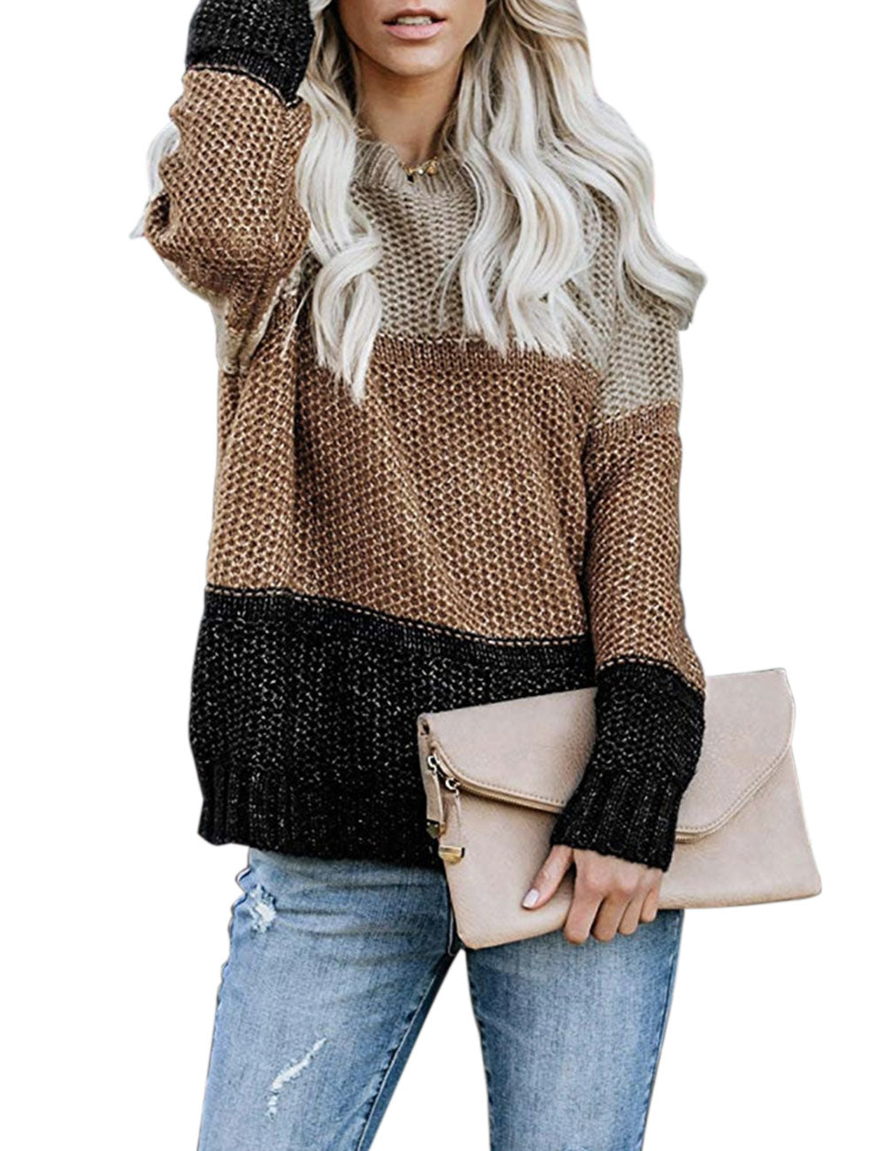 Color Block Striped Pullover Knit Jumper