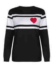 Load image into Gallery viewer, Slim Heart Graphic Knitted Sweaters Black Color
