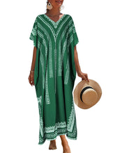 Load image into Gallery viewer, Stripe Print Plus Size Beach Coverup
