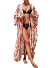 Load image into Gallery viewer, Floral Print Open Front Beach Kimono Cardigan
