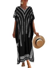 Load image into Gallery viewer, Stripe Print Plus Size Beach Coverup
