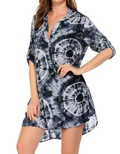 Load image into Gallery viewer, Floral Print Shirt Beach Bikini Cover Up Tunic Dress
