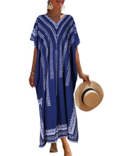 Load image into Gallery viewer, Stripe Print Plus Size Beach Coverup
