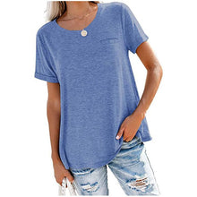 Load image into Gallery viewer, Solid  Basic T-shirt with A Cute Front Pocket
