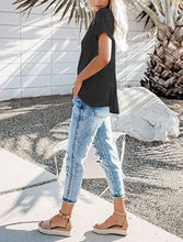 Load image into Gallery viewer, Solid  Basic T-shirt with A Cute Front Pocket

