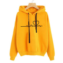 Load image into Gallery viewer, Heart Drawstring Hooded Sweatershirt
