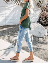 Load image into Gallery viewer, Solid  Basic T-shirt with A Cute Front Pocket
