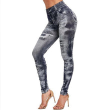 Load image into Gallery viewer, Sexy Elastic  Faux Jeans Leggings Cropped pants
