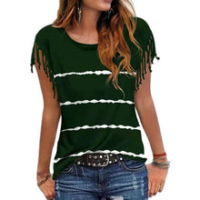 Load image into Gallery viewer, Tassel Short Sleeve Casual Striped Summer Tee
