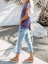 Load image into Gallery viewer, Solid  Basic T-shirt with A Cute Front Pocket
