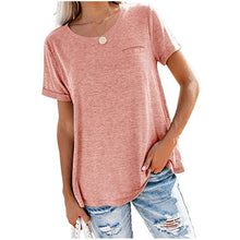 Load image into Gallery viewer, Solid  Basic T-shirt with A Cute Front Pocket
