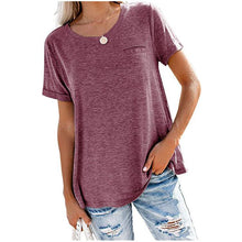 Load image into Gallery viewer, Solid  Basic T-shirt with A Cute Front Pocket
