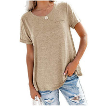 Load image into Gallery viewer, Solid  Basic T-shirt with A Cute Front Pocket
