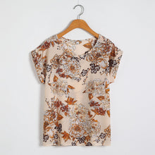 Load image into Gallery viewer, Basic Pleated Chiffon Floral Printed Blouse Tshirt
