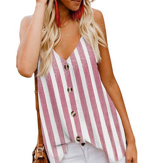 Casual Sleeveless Striped BlousesTank Tops