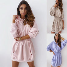 Load image into Gallery viewer, Empire Waist Hoodie Sweatshirt Dresses with Pockets
