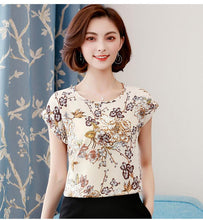 Load image into Gallery viewer, Basic Pleated Chiffon Floral Printed Blouse Tshirt
