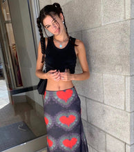 Load image into Gallery viewer, Heart Print Bohemian A line Midi Skirt
